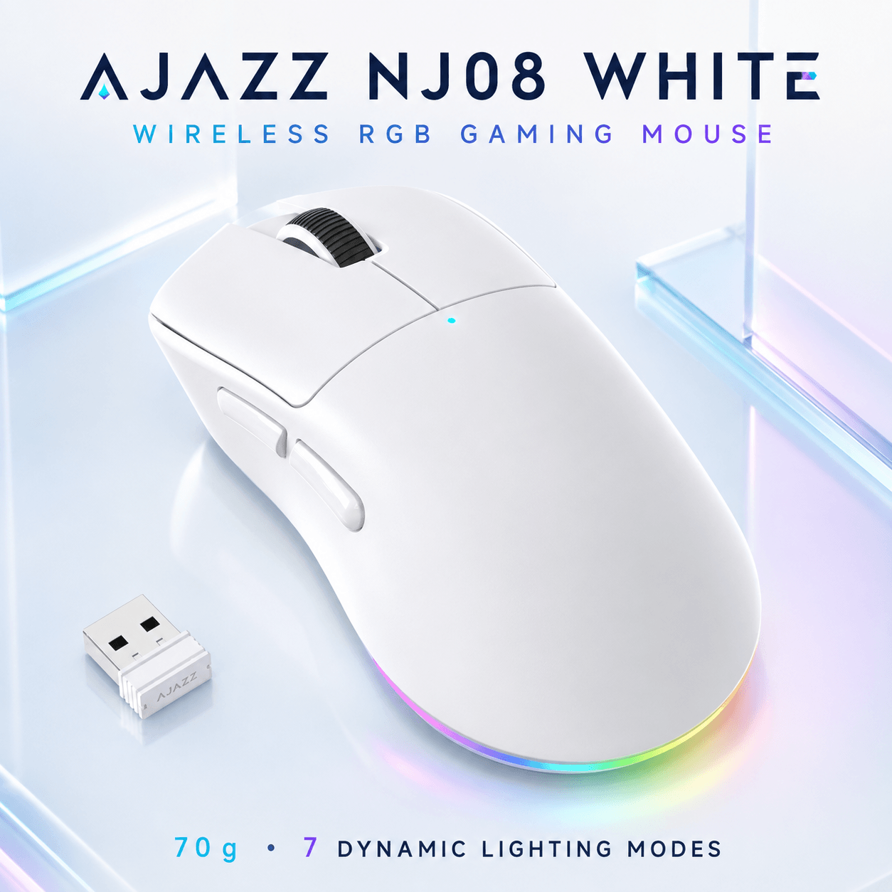 AJAZZ NJ08 Wireless Gaming Mouse თეთრი