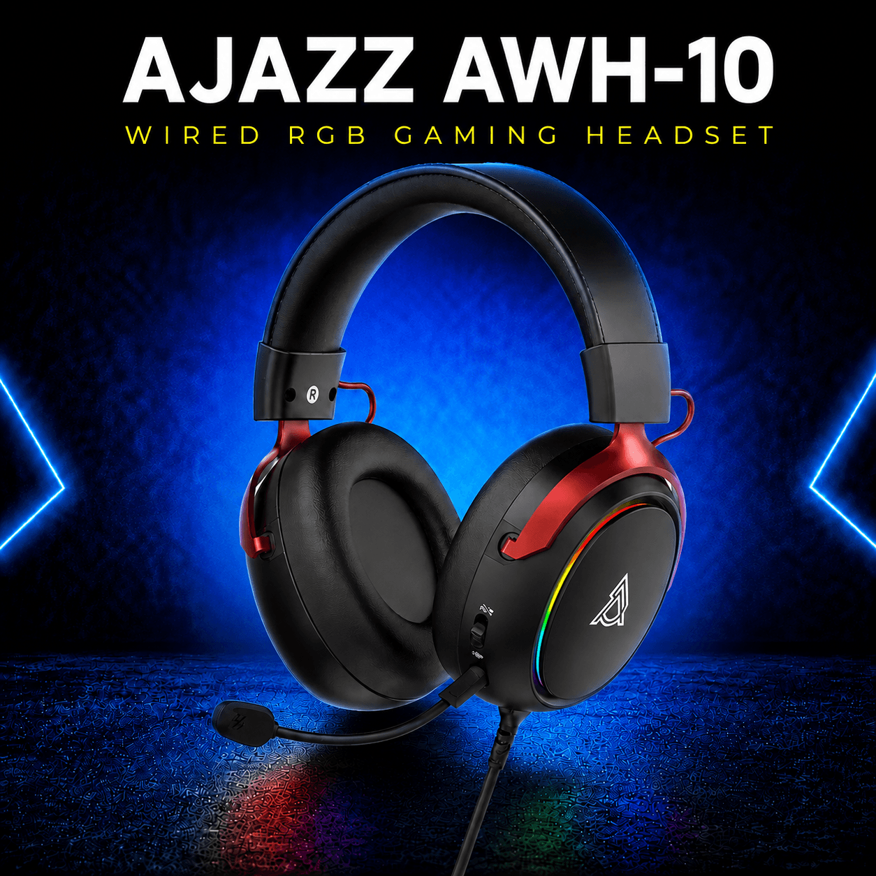AJAZZ AWH-10 სადენიანი RGB გეიმინგ ყურსასმენი შავი