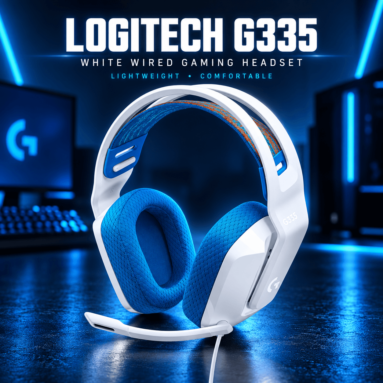 Logitech G335 White თეთრი სადენიანი გეიმინგ ყურსასმენი